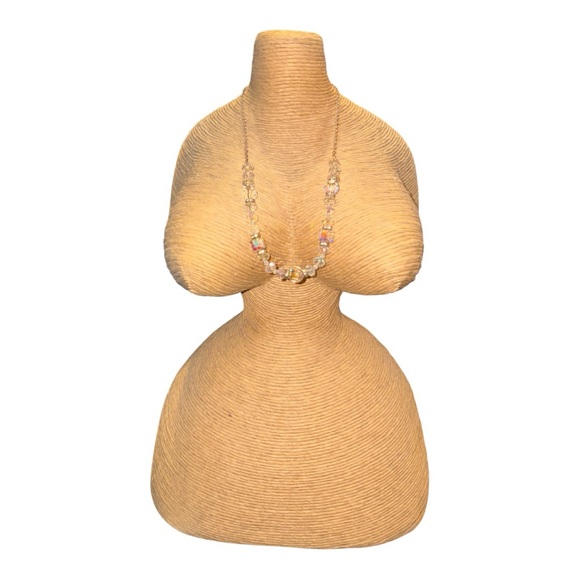 Crystal clear 3 piece jewelry set, necklace, earrings, double bracelet. LS - Picture 2 of 8